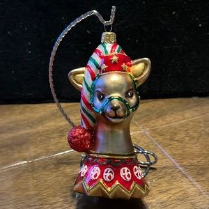 Handmade glass blown reindeer head w/cap NWT